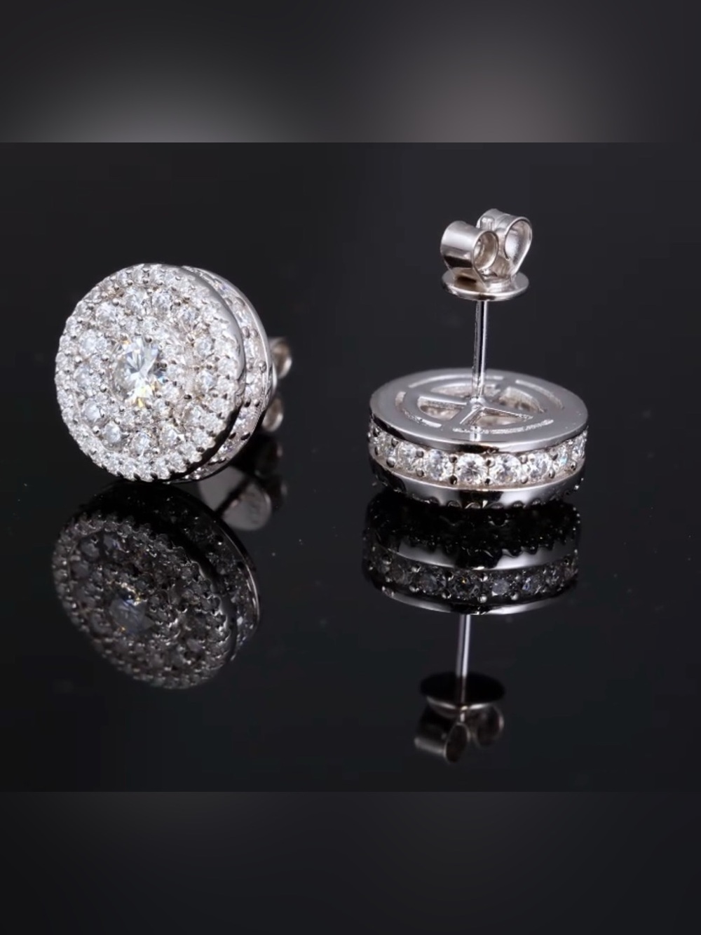 New Icy Vvs Moissanite Earrings 925
Silver GRA Certified Men Women Halo
Studs